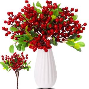 lot 12377 image: Ceenna 12 Pack Christmas Picks Artificial Red Berry Stems 9.85 Inch, Christmas Berries Holly Berries for Floral Arrangements Xmas Tree Ornaments DIY Wreath Vase Fireplace Decor