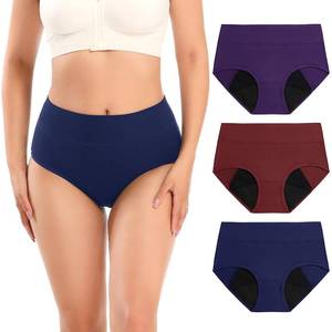 lot 12384 image: Molasus Incontinence Underwear for Women High Absorbency Period Leakproof Cotton Underwear Heavy Flow Menstrual Protective Plus Size Panties Bladder Control Briefs 3 Pack,Multicolor,3X-Large