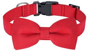 lot 12396 image: Malier Christmas Collar with Bow Tie - Classic Red Holiday Collars for Girls & Boys, Adjustable for Small to Large Dogs & Cats