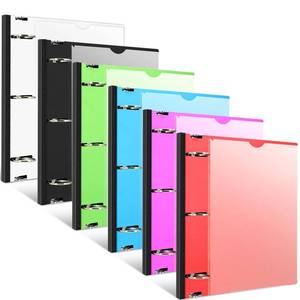 lot 13522 image: INFUN 1.5 Inch Telescoping 3 Ring Binder - 6PCS, Flexible Round Binder with Customizable Front Cover and Clear Catalog Pocket, 1.5Inch Rings, 370 Sheet Capacity