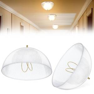 lot 13532 image: Dunkive 2 Pack Clip On Lamp Shade, 8 DIA x 4 14 Height Light Cover for A Type Bulb, Lamp Cover for Deco Exposed Bare Bulb Fixture, Acrylic Dome Clip on Standard Shades for Home Bathroom Office