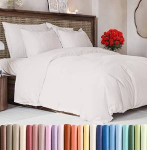 lot 13534 image: Duvet Cover Super King Size Set - Extra Soft Duvet Cover 108 x 98 with 2 Pillow Sham - Hotel Luxury, Easy Care and Fade Free with Zipper Closures & Ties - Comfy Breathable Bedding Set (Antique White)