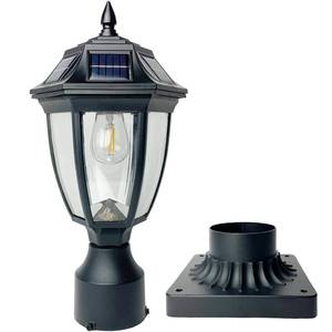 lot 13556 image: Jalarox Solar Post Lamp Lights, Dusk to Dawn Post Light with Pier Mount Base, Outdoor Waterproof Solar Motion Sensor Lights for Garden Yard Landscape Pole Pillar