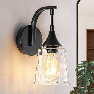 lot 13575 image: Ymlii Black Wall Sconce��Modern Bathroom Wall Sconce Lights with Clear Glass Shade, Farmhouse Vanity Light Fixtures for Bedroom Mirror Hallway Entryway