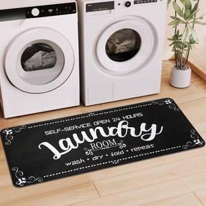 lot 14199 image: XLHOMO Black Laundry Mat 20x47 - High-Density Memory Foam Rug, Industrial Farmhouse Non-Slip Runner for Laundry Room, Kitchen & Mudroom