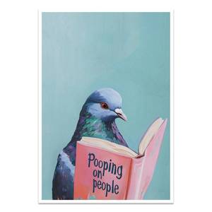 lot 14212 image: Pigeon Reading Book Canvas Print Paintings Pink Pooping On People Book Pictures Trendy Bathroom Humor Wall Art Funny Animal Poster Eclectic Decor for Home Living Room Office 12x16inch Unframed