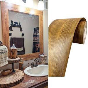 lot 14221 image: YESUS Dark Grey Wood Grain 3D 10M Wallpaper Frame Removable PVC Waterproof Peel and Stick Wallpaper,Bathroom Frame Sticker Wall Decor (Yellow, 2 x 393)