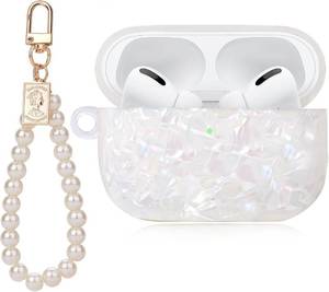 lot 14226 image: Cute Cases for AirPod Pro 3 with Pearl Wrist Chain, Bling Marble Design, Hard TPU Luxury Cover for Women Girls, Airpod Pro 3rd Gen Cover 2025