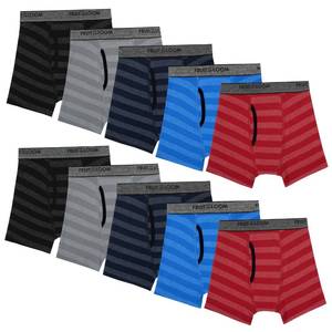 lot 14268 image: Fruit Of The Loom Boys And Toddler Briefs, Tag Free & Breathable Underwear, Assorted Color Multipacks Boxer, 10 Pack - Assorted Stripes, Medium US