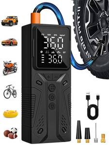 lot 14279 image: AIRSURE Tire Inflator Portable Air Compressor, High-Speed 150PSI Cordless Air Pump for Car Tires with Powerful Battery, Auto Shut-Off - Portable Tire Pump for Car, Bike, Motorcycle and Balls