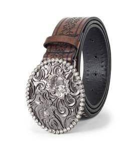 lot 14284 image: Mealah Womens-Western-Belt Rhinestone-Cowboy-Cowgirl Belt - Embossed PU-Leather Belt with Diamond Flower-Buckle(for 28-38)