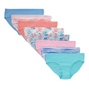lot 14286 image: Hanes Girls Ultimate Underwear Pack, Organic Cotton For Kids�� (Colors May Vary) Hipster Panties, Pink Blue Solids & Patterns, 10 US
