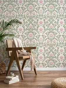 lot 14289 image: YXTII Floral Wallpaper Peel and Stick - 393.7 � 17.3 Pink and Green Wallpaper for Bedroom Decorative Self Adhesive Shelf Drawer Liner