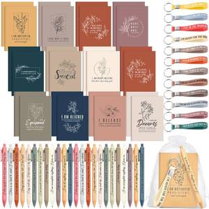 lot 14291 image: Mooliwe 72 Pcs24 Set Positive Affirmation Gift Set Gratitude Notebooks with Affirmation Pens Keychains Small Bags Motivational Notepads for Women Coworkers Christmas Adult Party Favors(Vibrant)