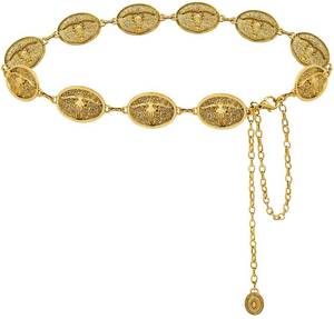 lot 14294 image: Liutufy Western Concho Belt for Women Metal Chain Link Belt Boho Chain Belts for Dresses Jeans(Bull Gold-XL)