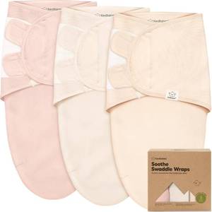 lot 14334 image: 3-Pack Organic Baby Swaddle Sleep Sacks - Swaddles for Newborns, Infant 0-3 Months, Baby Girls, Boys, Soft & Snug Newborn Sleep Sack, Nursery Swaddling Blankets (Angelic)