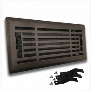 lot 14336 image: Sierra Grates 4 x 10 Linear Design Steel Floor Register in Mettalic Bronze Finish with mounting Clips for Floor or Side Wall Decorative Air Vent Covers- Floor Register 4�� x 10��