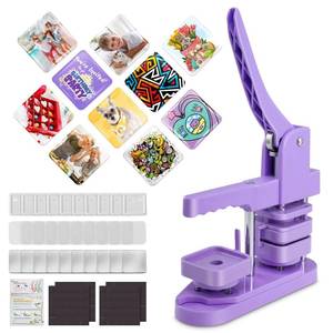 lot 15200 image: Square Magnet Button Maker Press Machine with 100 Sets Square Badge Making Supplies 2 x 2, Custom Fridge Badges �� Ideal for Parties, Events, Business, School