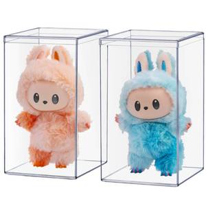 lot 15214 image: STORi Clear Plastic Stackable Display Case with Lid, Set of 2, Store Figurines, and Plush Collectibles, Box for Action Figures, Made in USA