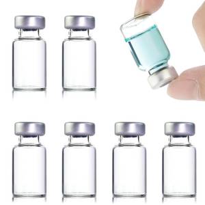 lot 16200 image: 10 Pack 2ml Sealed Sample Vials, Transparent Glass Vials with Self Healing Injection Port (10, 2ML)