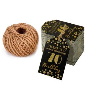 lot 16210 image: WRAPAHOLIC Gift Tags with String - 100PCS 70th Birthday Paper Tags with 100 Feet Natural Jute Twine for Birthday, Anniversary, Party Favors