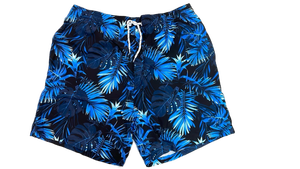 lot 16224 image: Blue Palm Tropical Swimming Trunks XL