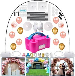 lot 1352 image: Balloon Arch Kit and Balloon Pump, 10FT Width 9FT Height Adjustable Balloon Arch Stand with NEW DESIGNED 2 Balloon Stands Water Fillable Bases for Wedding Anniversary Mothers Day Party