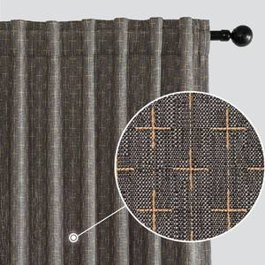 lot 1361 image: MIULEE Decorative Back Tab Linen Curtains with Geometric Pattern for Living Room Bedroom Farmhouse Rustic Thick Woven Textured Patterned Mudcloth Drapes 84 Inches Long 2 Panels Set, Dark Grey