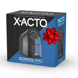 lot 1376 image: X-ACTO Pencil Sharpener, School Pro Electric Pencil Sharpener, With Six Size Dial, XL Shavings Bin, Black, 1 Count - Heavy Duty, Teacher and School Supplies