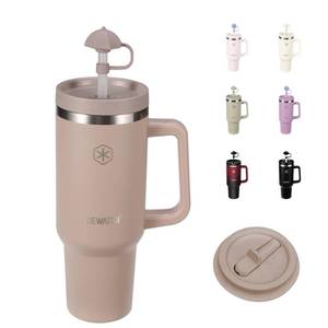 lot 1382 image: ICEWATER - 40 oz Tumbler with Handle & 2 Lids (Standard Straw and Flip Straw)  100% Leak Proof  Cup Holder Friendly  Insulated Water Bottle for Coffee  Keep Cold for 36 Hours (Mocha)