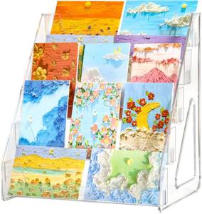 lot 1383 image: Card Display Stand, Clear Acrylic 5-Tiered Shelf For Greeting Sports Graded Card, Postcard, Stickers, Photos, Picture, Football Baseball Basketball Cards, Table Top Display Rack For Psa Slabs (1 Pack)