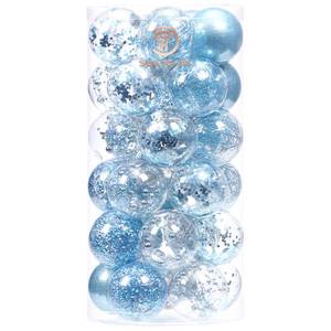 lot 1393 image: Sea Team Shatterproof Clear Plastic Christmas Ball Ornaments Decorative Xmas Balls Baubles Set with Stuffed Delicate Decorations (60mm2.36 inch 30-Pack, Babyblue)