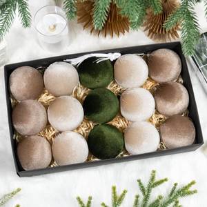 lot 1398 image: Hismir 3.15 Inch Velvet Christmas Tree Ornaments��15 Pcs Christmas Balls Bulk Set Plastic Shatterproof Xmas Hanging Ornaments Decorations for Tree Garland(Green Brown Neutral)