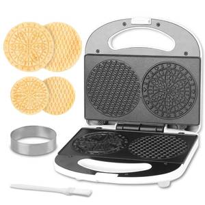 lot 1399 image: SugarWhisk Mini Pizzelle Maker Machine with a 3 Cutter, Mini Stroopwafel Iron, Bake 2 x 4 Pizzelles or 3 Stroopwafels, Excellent for Holiday, Party, Dessert Treat Making & More