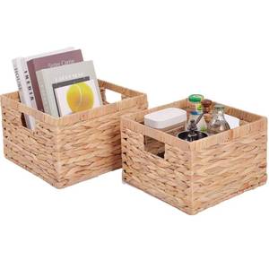 lot 1406 image: Large Wicker Basket Set of 2 Woven Baskets for Shelves Gift Baskets Empty Wicker Storage Organizing with Built-in Handles 2-Pack Nesting Woven Basket 11.811.87.1INCH