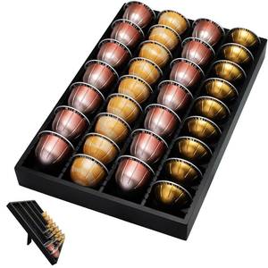 lot 1409 image: Bamboo Coffee Pod Storage Holder for Drawer Coffee Pods Organizer for Counter, Compatible with Capsules for Kitchen Coffee Station (Black)