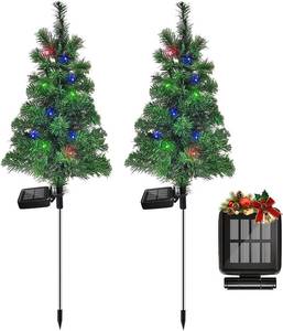 lot 1411 image: Solar Christmas Tree Garden Stake Lights Waterproof Christmas Decorations Tree Lights Outdoor Xmas Tree Light Christmas d�cor Pathway Lights Patio Yard (Color, 2pcs