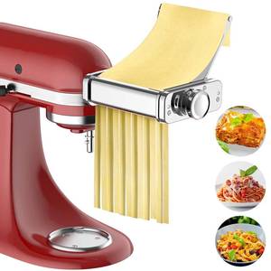 lot 1415 image: 3 in 1 Pasta Attachment for KitchenAid Stand Mixer, All Metal Pasta Maker KitchenAid Attachment, Pasta Sheet Roller, Spaghetti Cutter, Fettuccine Cutter Maker Accessories and Cleaning Brush by Gvode
