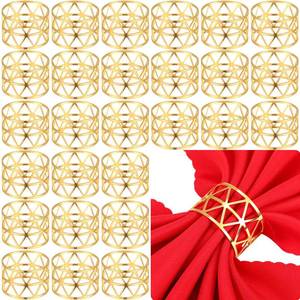 lot 1428 image: Bokon 50 Pcs Gold Napkin Rings Metal Leaf Napkin Holders Delicate Rings Bulk for Wedding Birthday Party Banquet Decoration(Hollow Out)