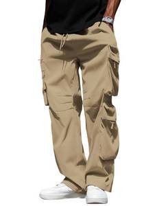 lot 2012 image: ZAFUL Mens Baggy Parachute Cargo Pants Elastic Waist Drawstring Joggers Pants Loose Sweatpants Multi Pockets XL