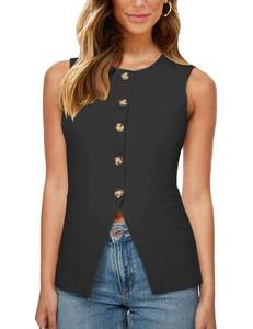 lot 2014 image: Fallorchid Womens Round neck Suit Vest Sleeveless Button Business Jacket Waistcoat Top M