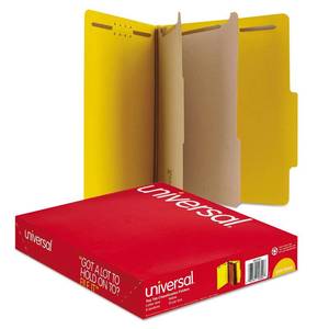 lot 2019 image: Universal Pressboard Classification Folders, Letter, Six-Section, Yellow, 10Box (10304)