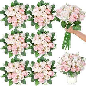 lot 2021 image: Tigeen 108 Pcs Artificial Silk Rose Bouquet Flowers Bulk Fake Roses with Stem Plastic Realistic faux Floral for Spring Craft Wedding Bridal Shower Table Centerpieces Party Vase Garden Decor(Champagne)