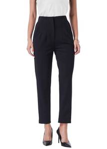 lot 2034 image: heipeiwa Womens High Waisted Work Business Trousers Pleated Office Slacks Pants Crop Dress Pant Black S