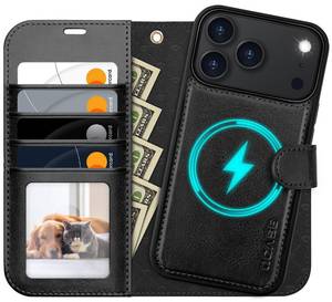lot 2041 image: OCASE for iPhone 17 Pro Max Detachable Wallet Case with Card Holder, 2 in 1 PU Leather Flip Folio with RFID Blocking Stand Wrist Strap Shockproof Phone Cover 6.9 Inch 2025, Black