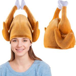 lot 2044 image: Spooktacular Creations Thanksgiving Roasted Turkey Hat, Plush Turkey Cap for Kids Women and Men Thanksgiving Party Cosplay Costume Dress Up Party