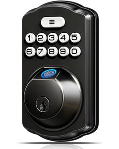lot 2052 image: Veise Fingerprint Keyless Entry Door Lock, Auto Lock, Electronic Keypad Deadbolt for Front Door, Biometric, Anti-Peeking Password, Easy Install, Matte Black