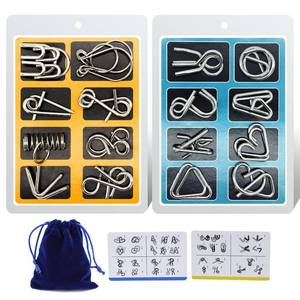 lot 2053 image: Metal Wire Puzzle 16-Piece Set with Pouch �� IQ Test Brain Teaser Disentanglement Chinese Ring Fidget Toy for Kids & Adults �� Portable Party Favor