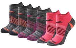 lot 2059 image: Saucony Womens RunDry Performance Selective Cushion Socks, Available in S-L (6, 12 Pairs ), Black Brights (6 Pairs), Medium