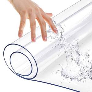 lot 2072 image: Rectangle Waterproof Clear Vinyl Desk Protector for Office Writing Desk Computer Laptop Desk PVC Plastic Desktop Cover Mat Easy Clean Heat Resistant Non-Slip Table Cover Pad 14x60 Inch